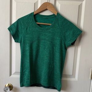 lululemon athletica Swiftly Tech Teal Green Striped Short Sleeve Tee